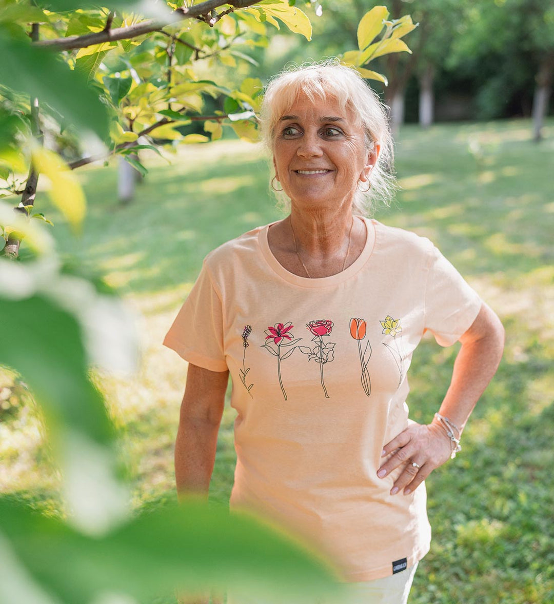Bunte Gartenblumen Damen Bio T-Shirt