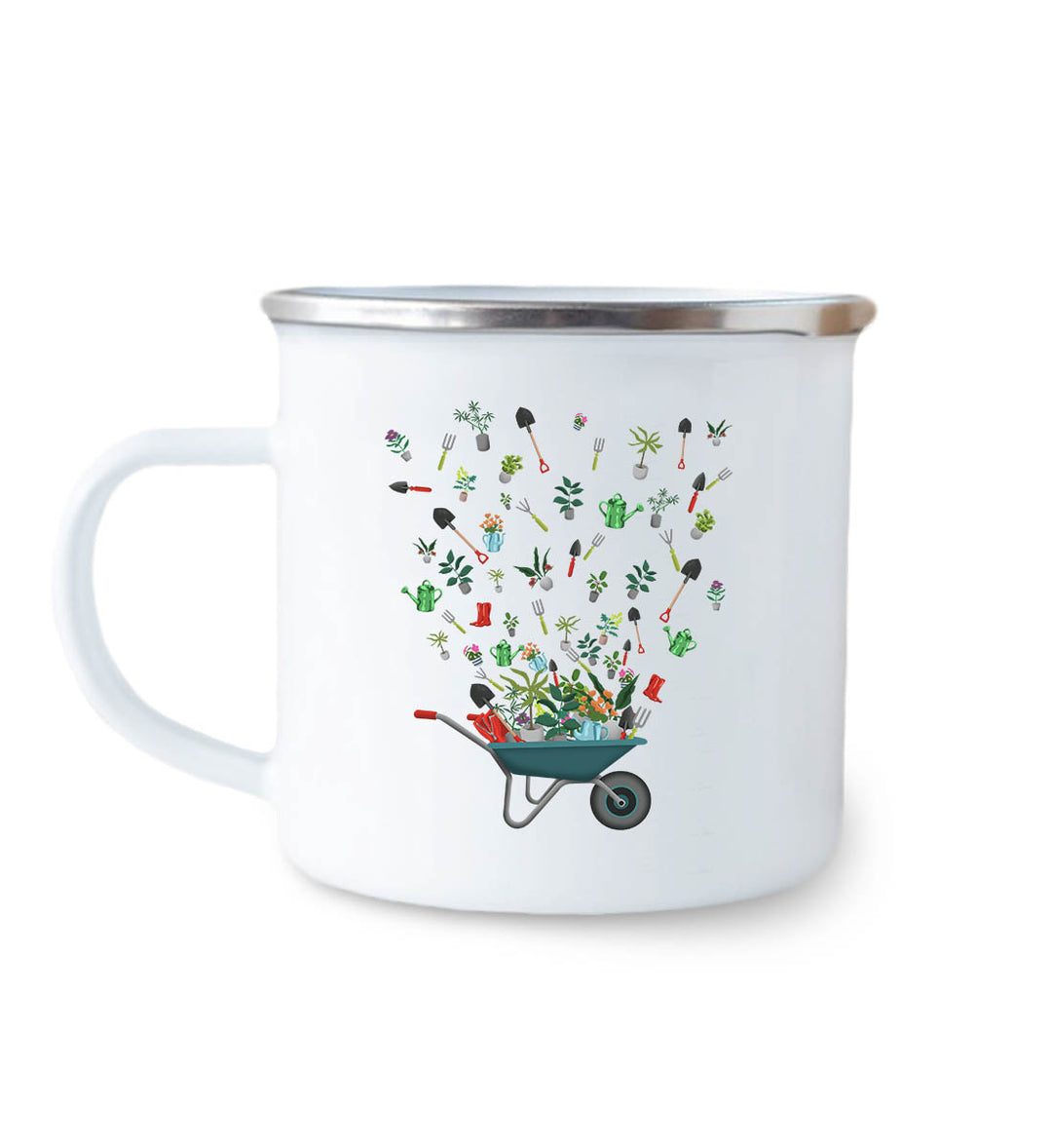 Emaille Tasse 'Keine Zeit – Der Garten Ruft' – 300 Ml, Weiß Mit Schwarzem Rand | Robust, Kratzfest, Spülmaschinengeeignet | Geschenk Für Gärtner